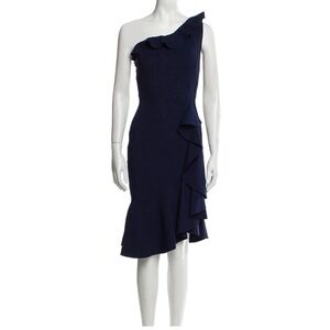 La petite robe Chiara boni- one shoulder asymmetrical dress. Navy
